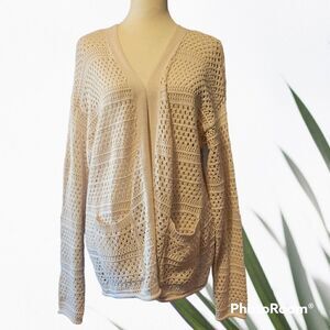 Artelier Nicole Miller Lightweight Cotton Cream Cardigan Women's Size Small